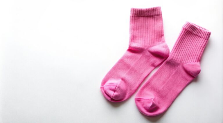 Pink socks on isolated white background